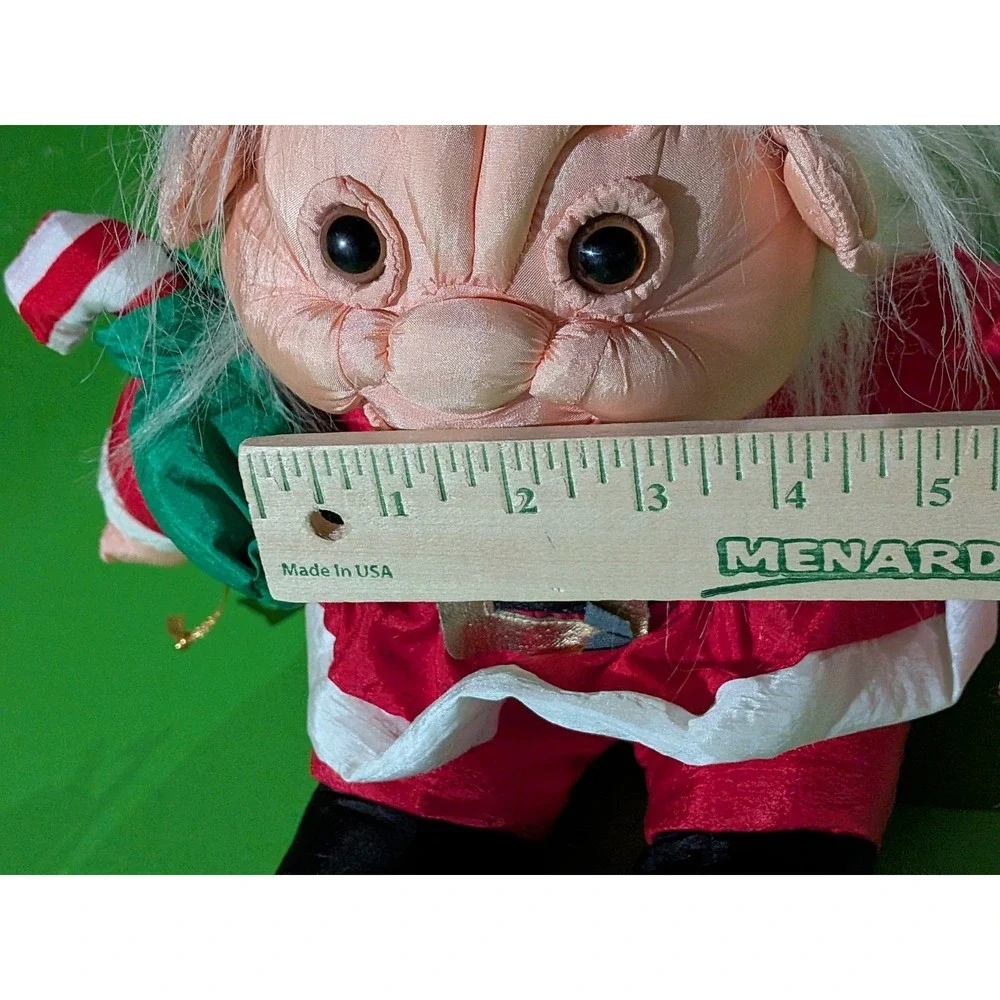 Vtg Elf Santa Troll Doll Christmas Plush Nylon International Silver 8